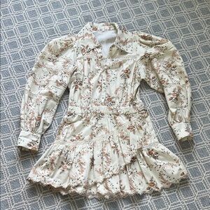 LoveShackFancy NWOT Floral Cream Mini Dress